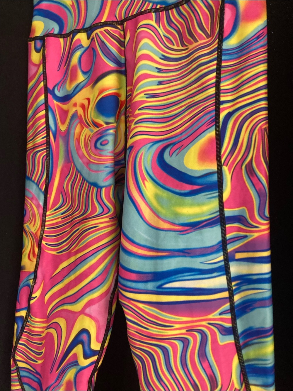 Beyond Yoga Multicolor Swirl Leggings - Pink Blue Yellow